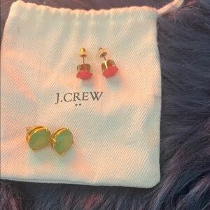 J. Crew Gold earrings bundle. Jade and pink sets
